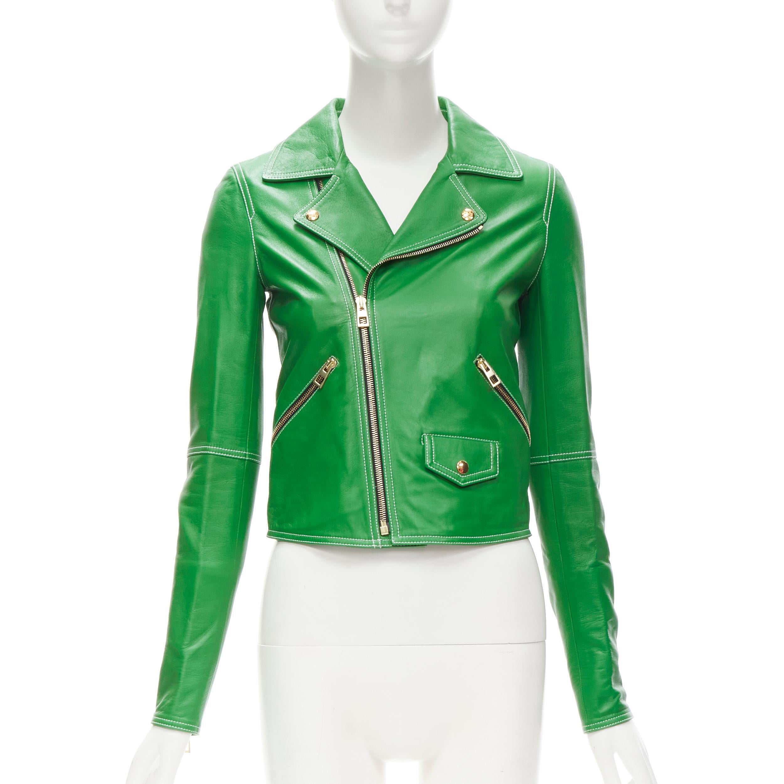 kelly green leather jacket