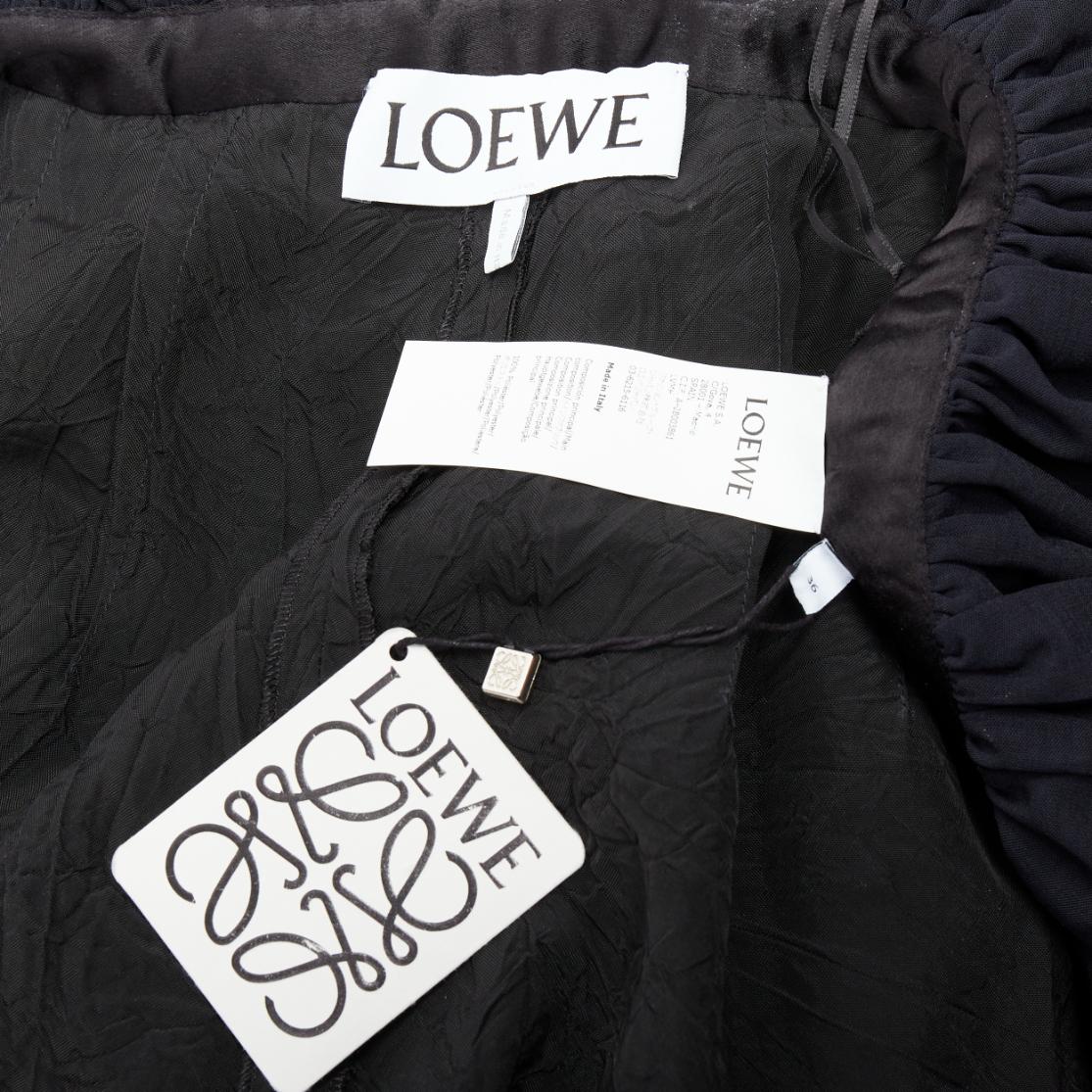 LOEWE JW Anderson Runway Rushed pantalón azul marino con volantes peplum y puños FR36 S 3