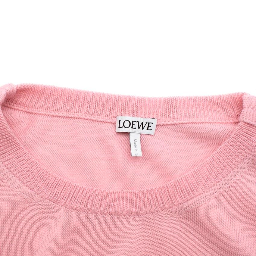 Loewe La Palme Pastellrosa Pullover aus Wollmischung mit Strick im Zustand „Hervorragend“ in London, GB