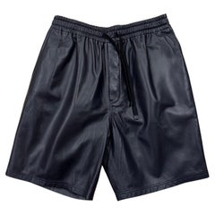 Loewe Lambskin Leather Dark Navy Drawstring Shorts
