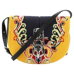 Loewe Lapin Crossbody Bag Embroidered Canvas with Leather