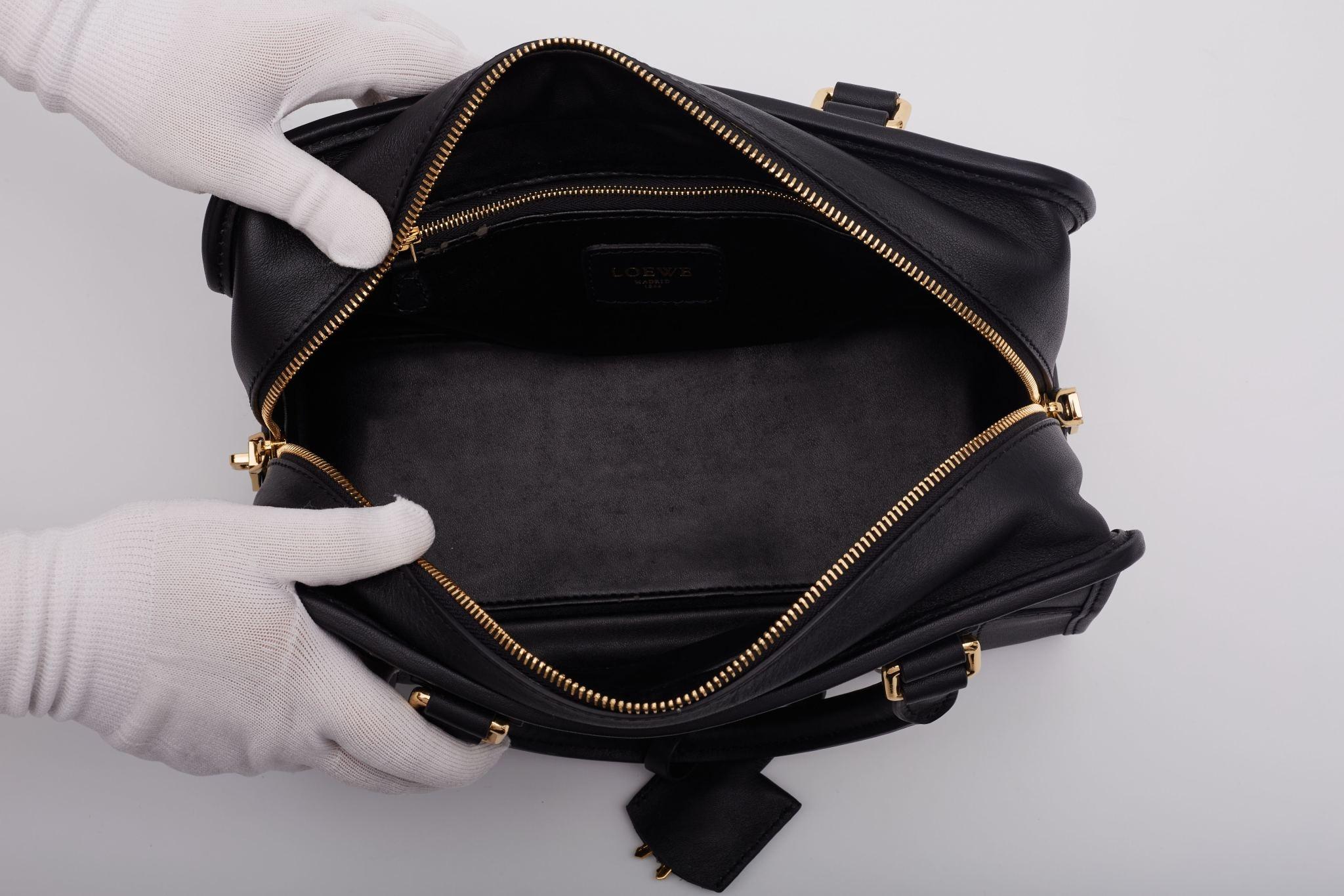 Loewe Piel Negro Amazona Bolso Asa Superior 28 en venta 3