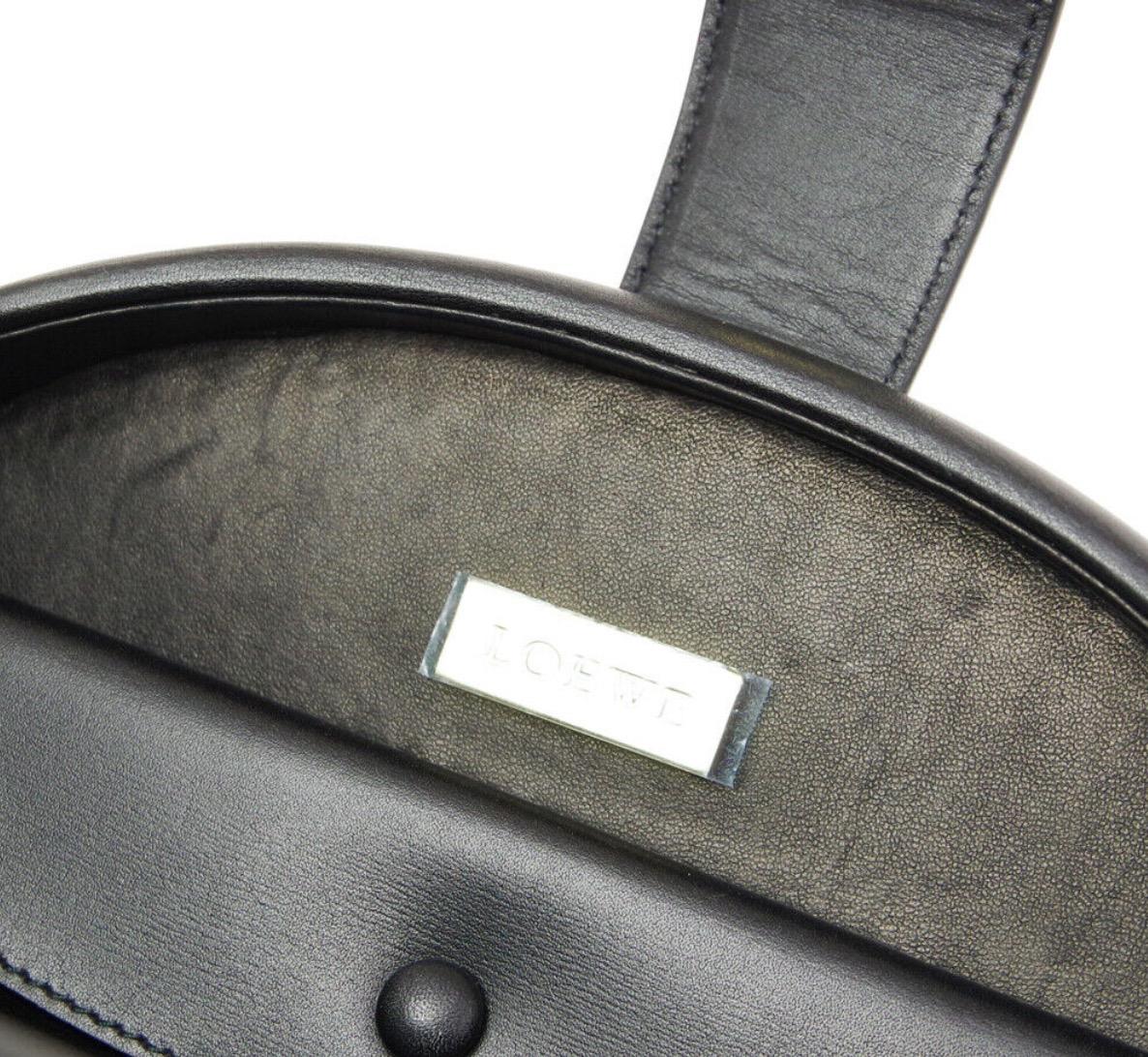 Loewe Leather Black Round Kelly Style Top Handle Satchel Bag In Good Condition In Chicago, IL