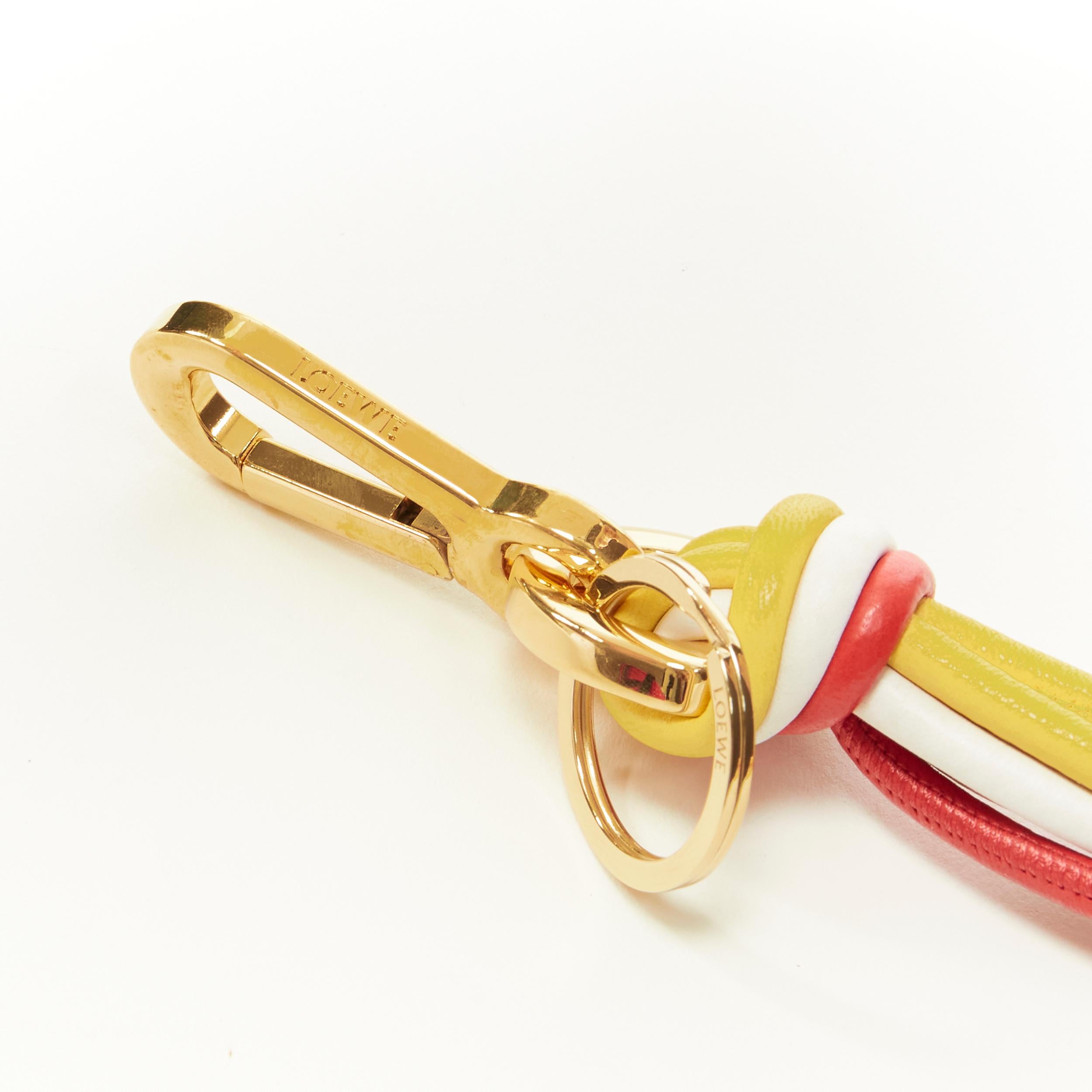 Women's LOEWE leather cord wire gold-tone metal plug bag charm keyring