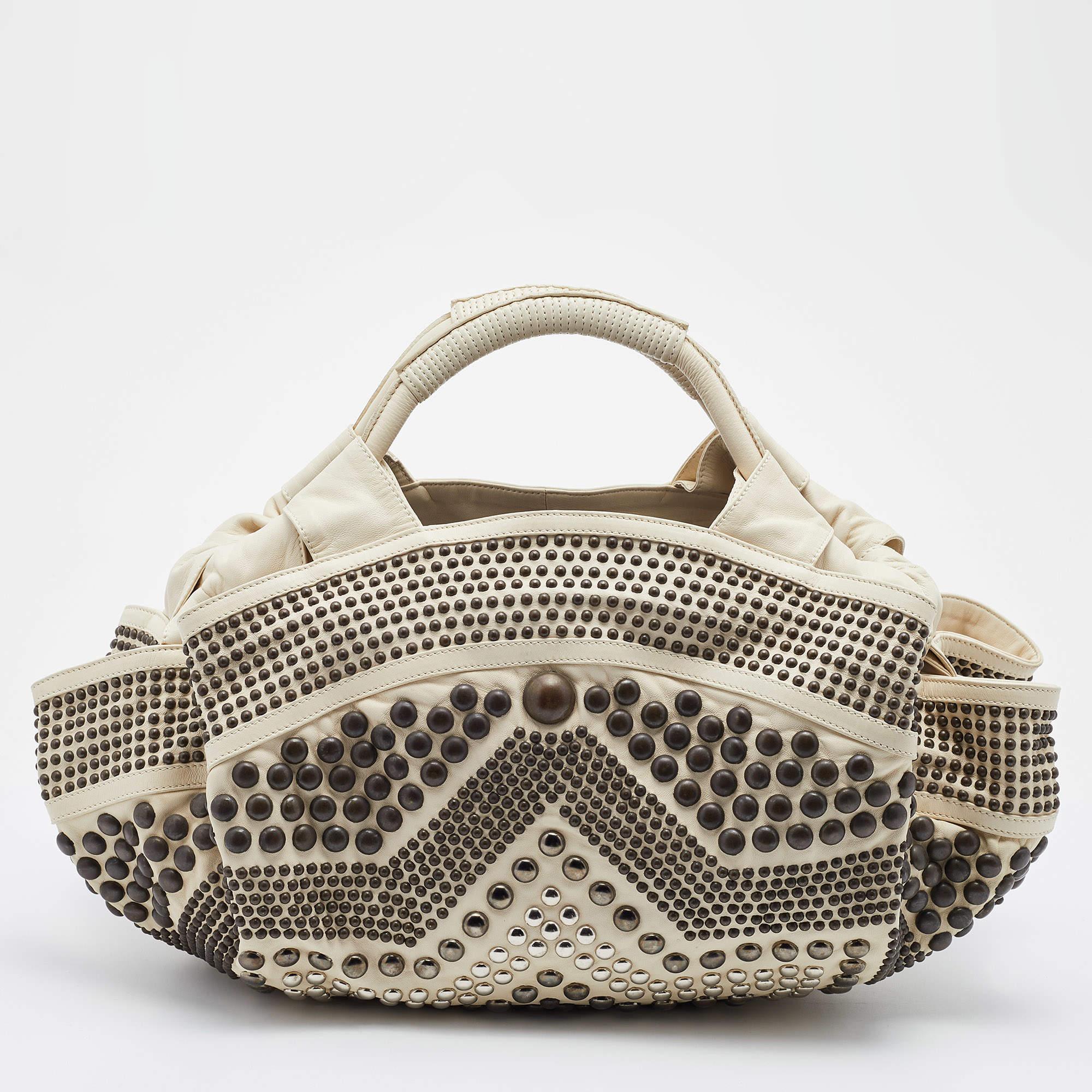 Loewe Light Beige Leather Special Edition Embellished Aire Hobo 2