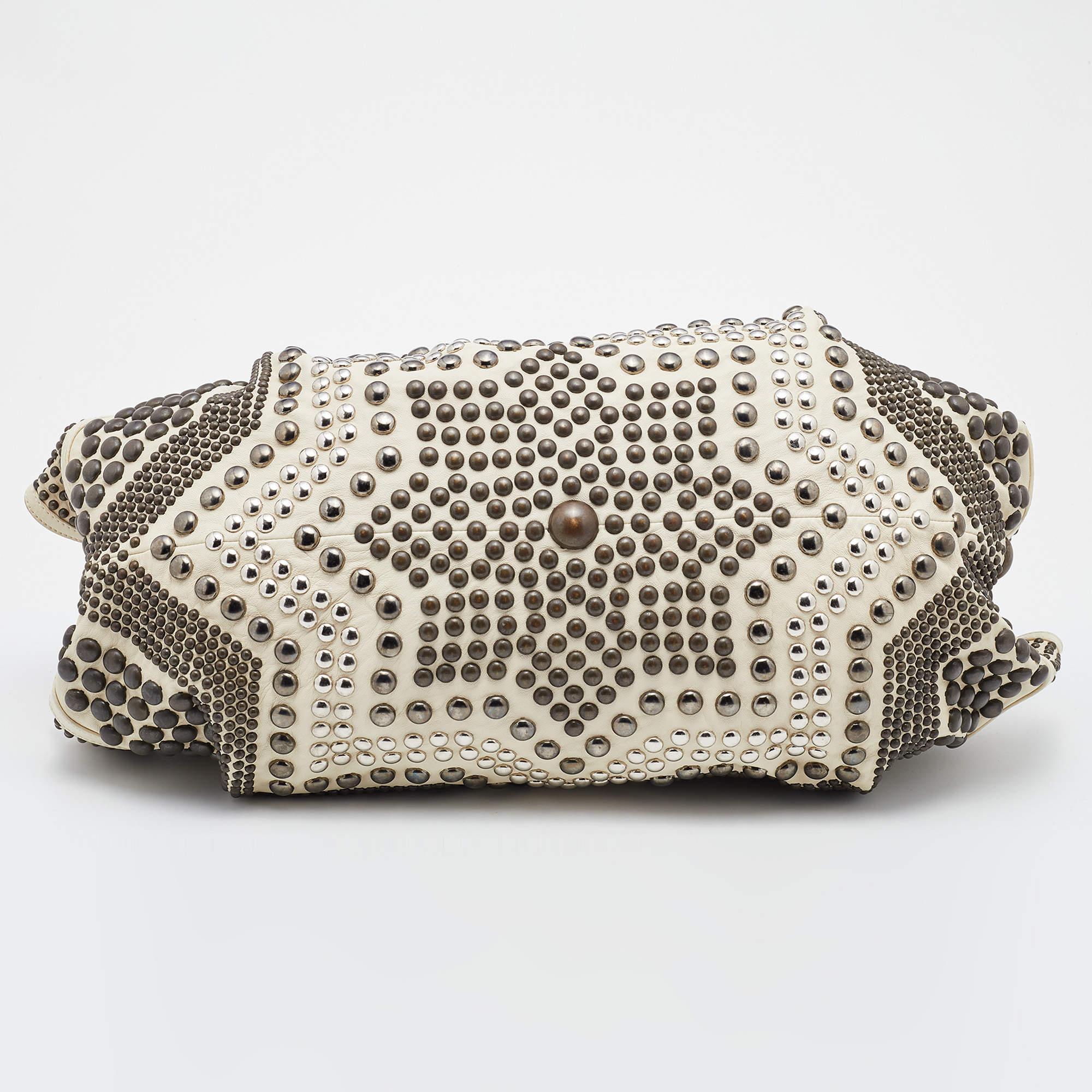 Loewe Light Beige Leather Special Edition Embellished Aire Hobo 5