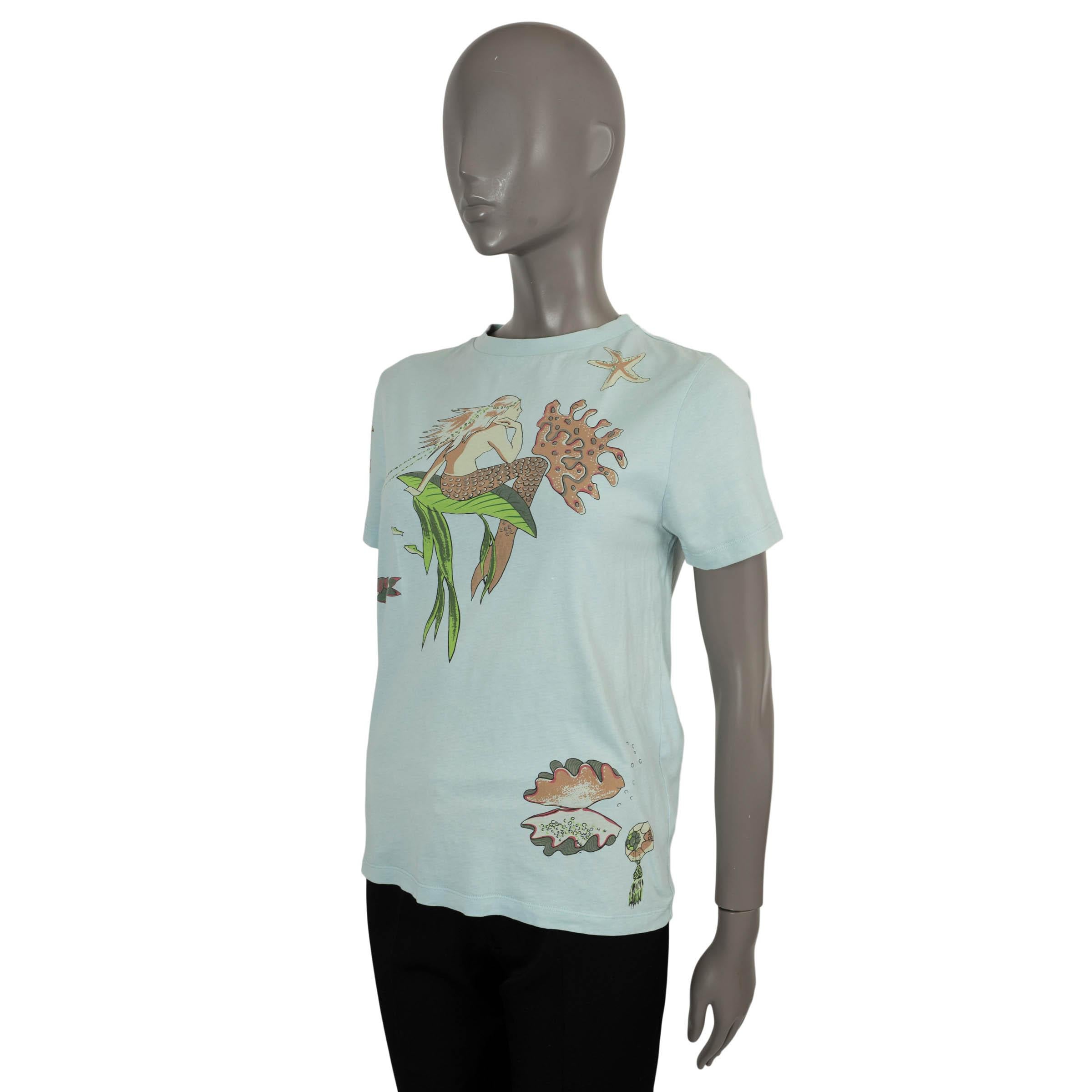 100% authentic Loewe Paul's Ibiza T-shirt in light blue jersey cotton (100%) - please note the content tag is missing. Features a mermaid print on the front and logo on the back. Has been worn and is in excellent condition.

2018