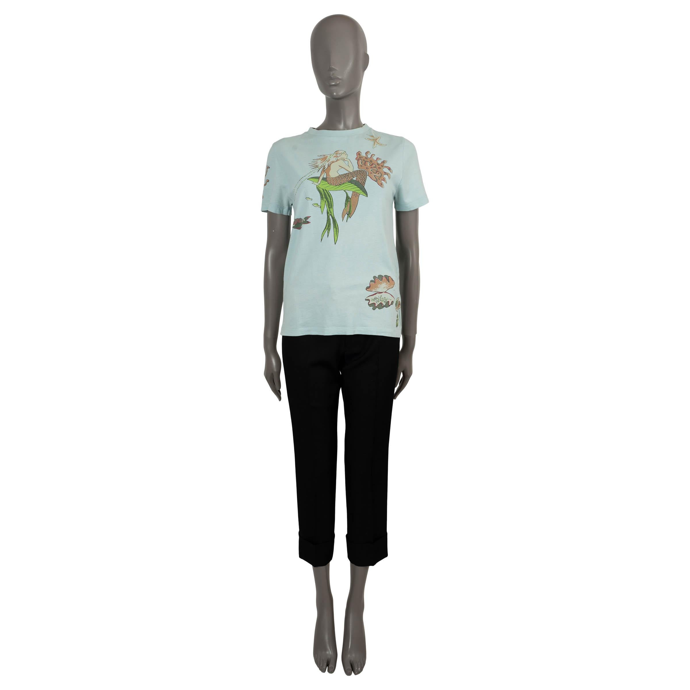 LOEWE light blue cotton 2018 PAULA'S IBIZA MERMAID JERSEY T-Shirt Shirt S In Excellent Condition In Zürich, CH
