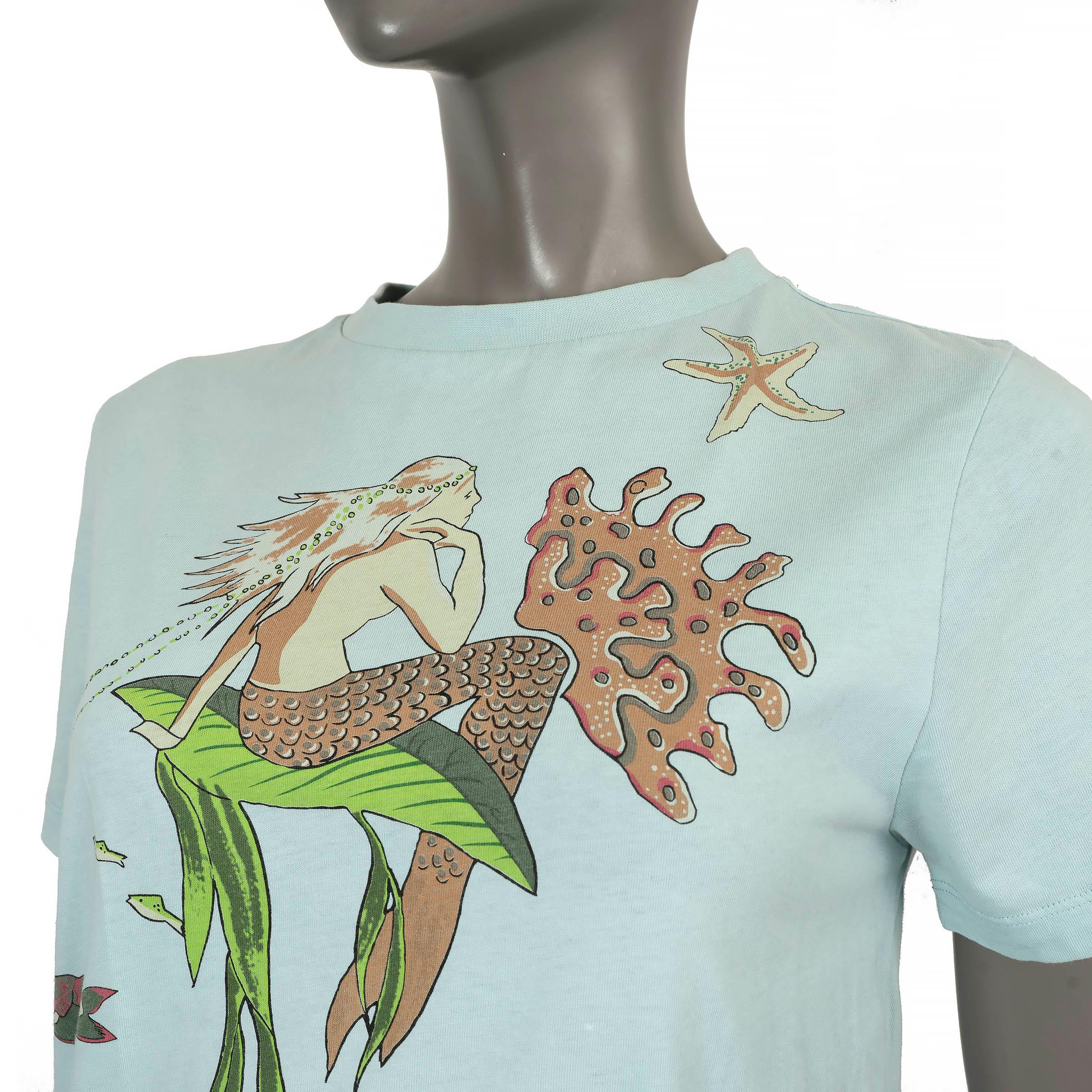 Women's LOEWE light blue cotton 2018 PAULA'S IBIZA MERMAID JERSEY T-Shirt Shirt S