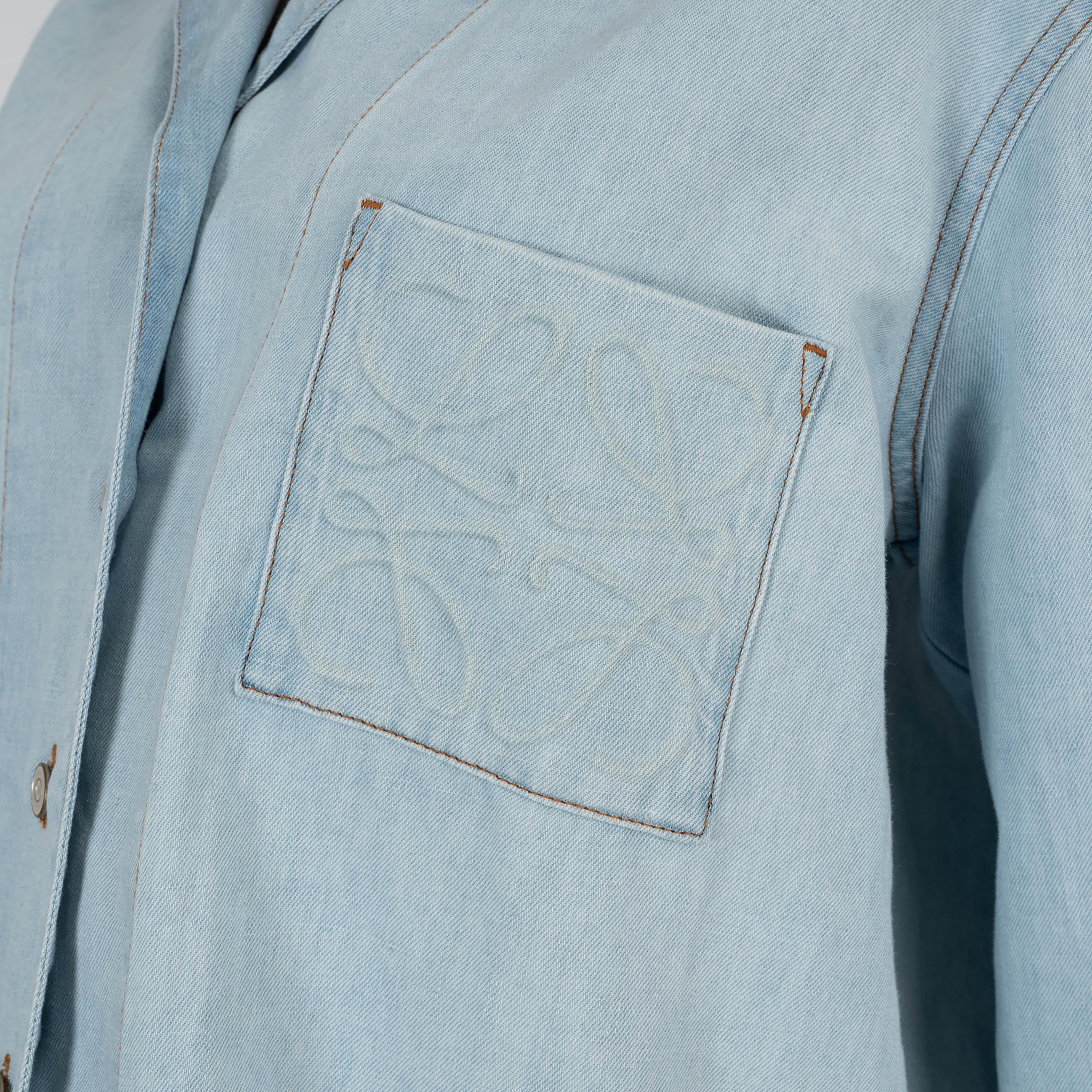 Women's LOEWE light blue cotton ANAGRAM DENIM Button-Up Shirt 36 XS