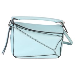 Loewe Light Blue Grained Calfskin Mini Puzzle