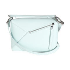 Loewe Light Blue Grained Calfskin Small Puzzle Edge Bag