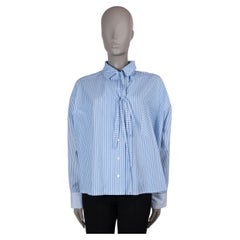 LOEWE light blue & white cotton 2020 STRIPED POPLIN PYJAMA Shirt 40 L