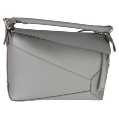 Loewe Light Grey Grained Calfskin Small Puzzle Edge Bag