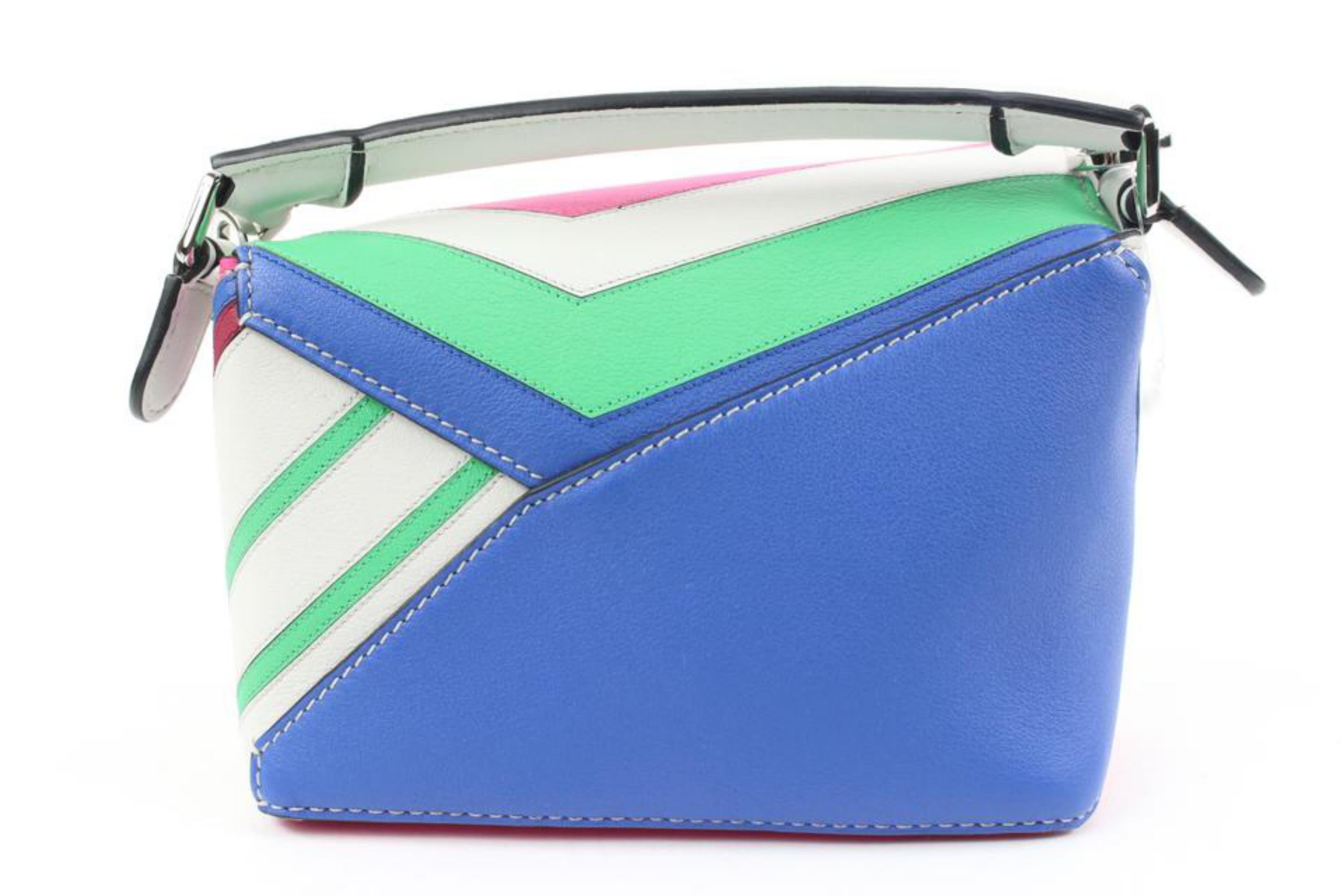 Loewe Limited Multicolor Calfskin Zigzag Mini Puzzle Edge 119lo54 In New Condition In Dix hills, NY