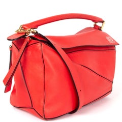 LOEWE lipstick red leather PUZZLE MEDIUM Shoulder Bag