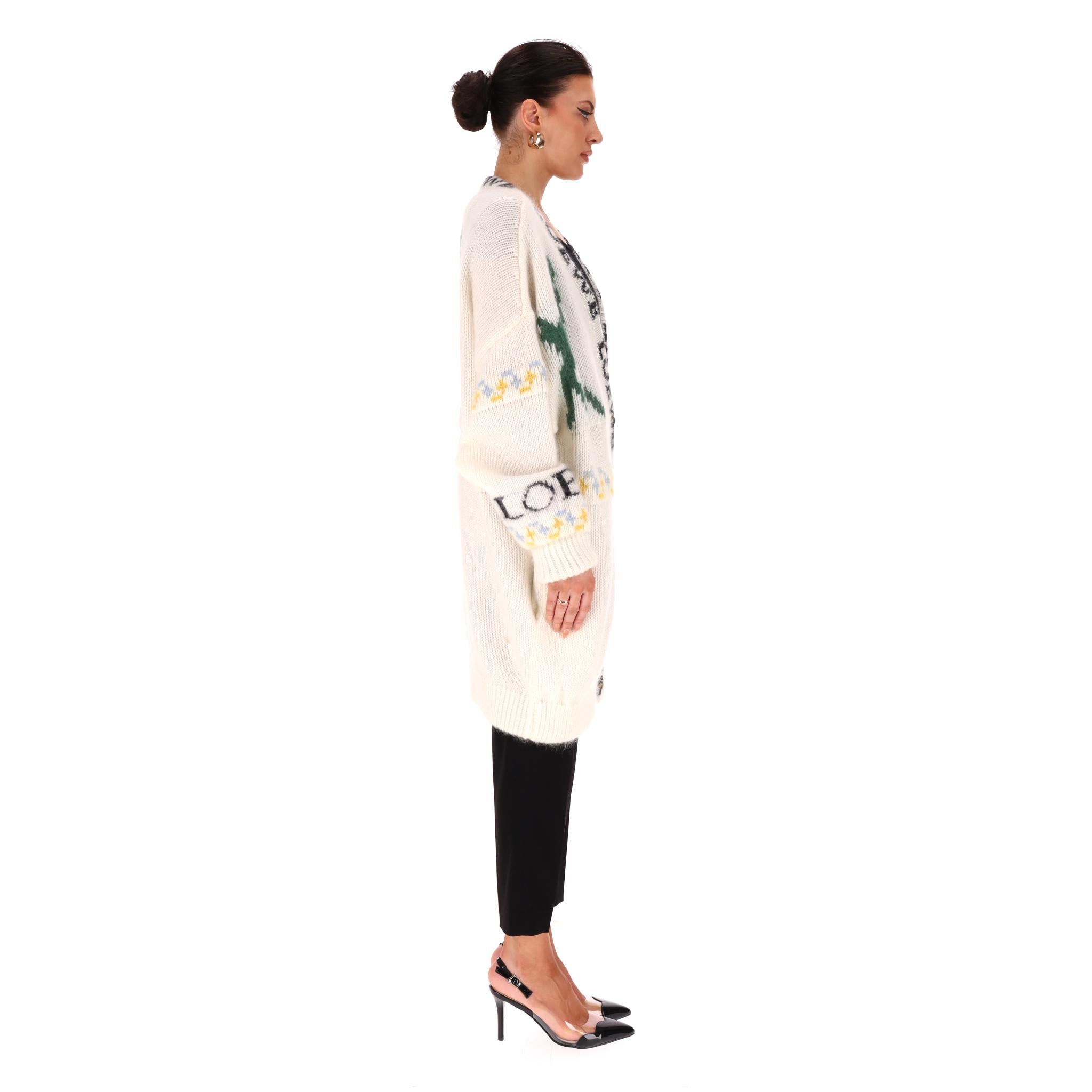 Loewe Logo Oversized Mohair Deer Cardigan In Good Condition For Sale In London, GB