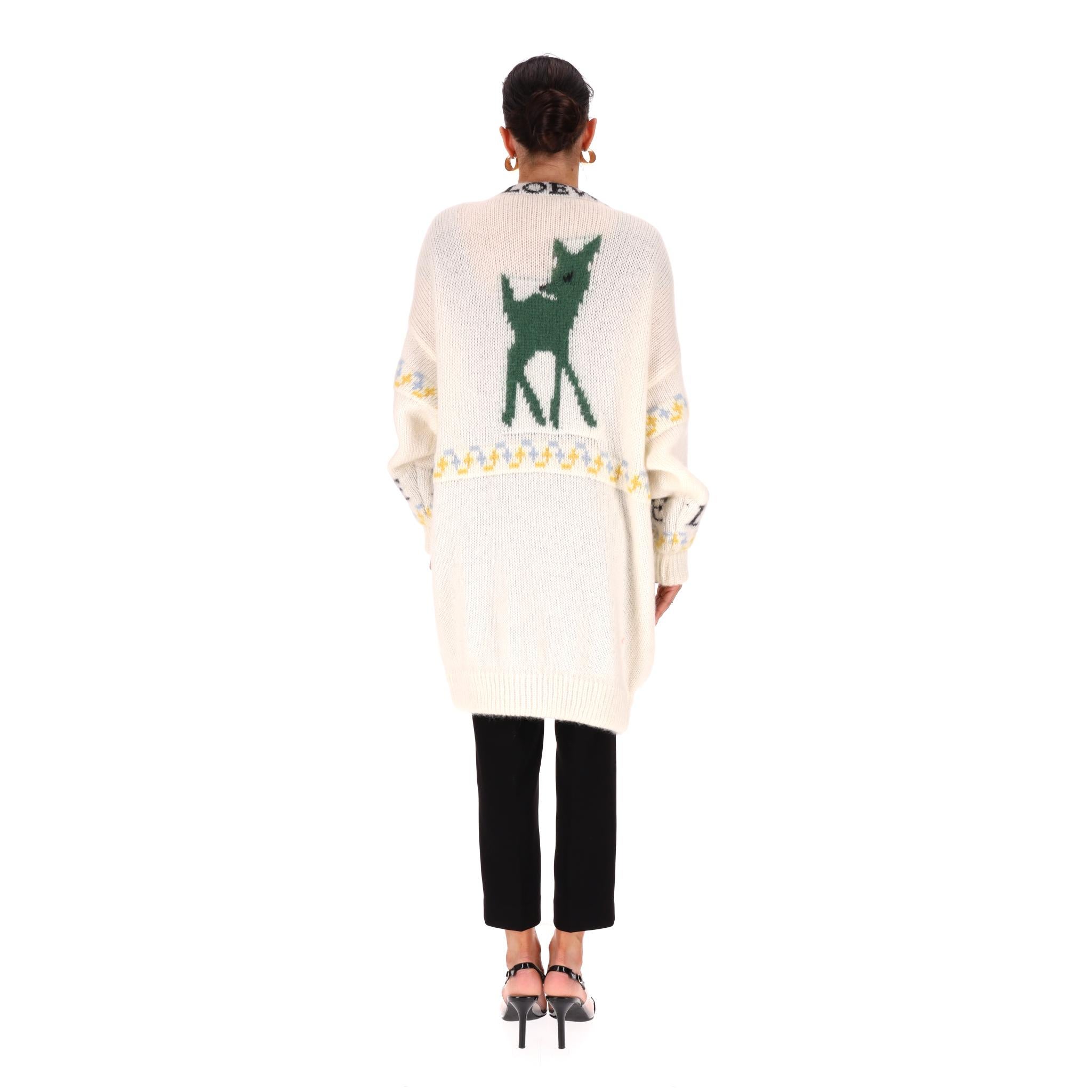Women's Loewe Logo Oversized Mohair Deer Cardigan For Sale