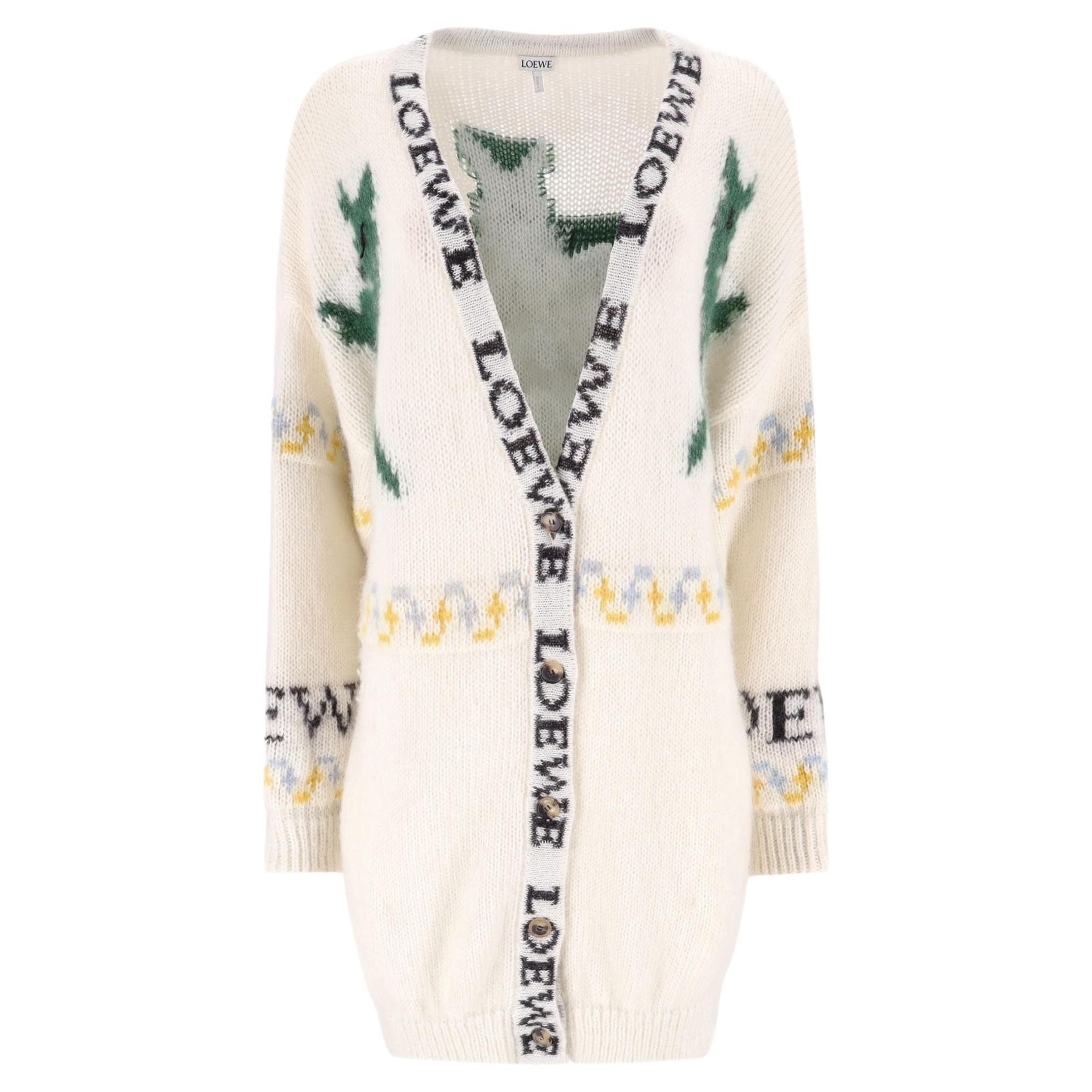 Loewe Logo Oversized Mohair Deer Cardigan For Sale