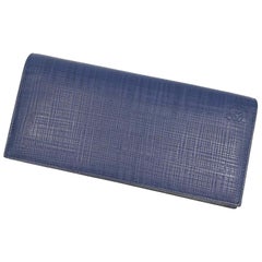 Vintage LOEWE long Horizontal Wallet Anagram Mens long wallet 101.88.978 Navy