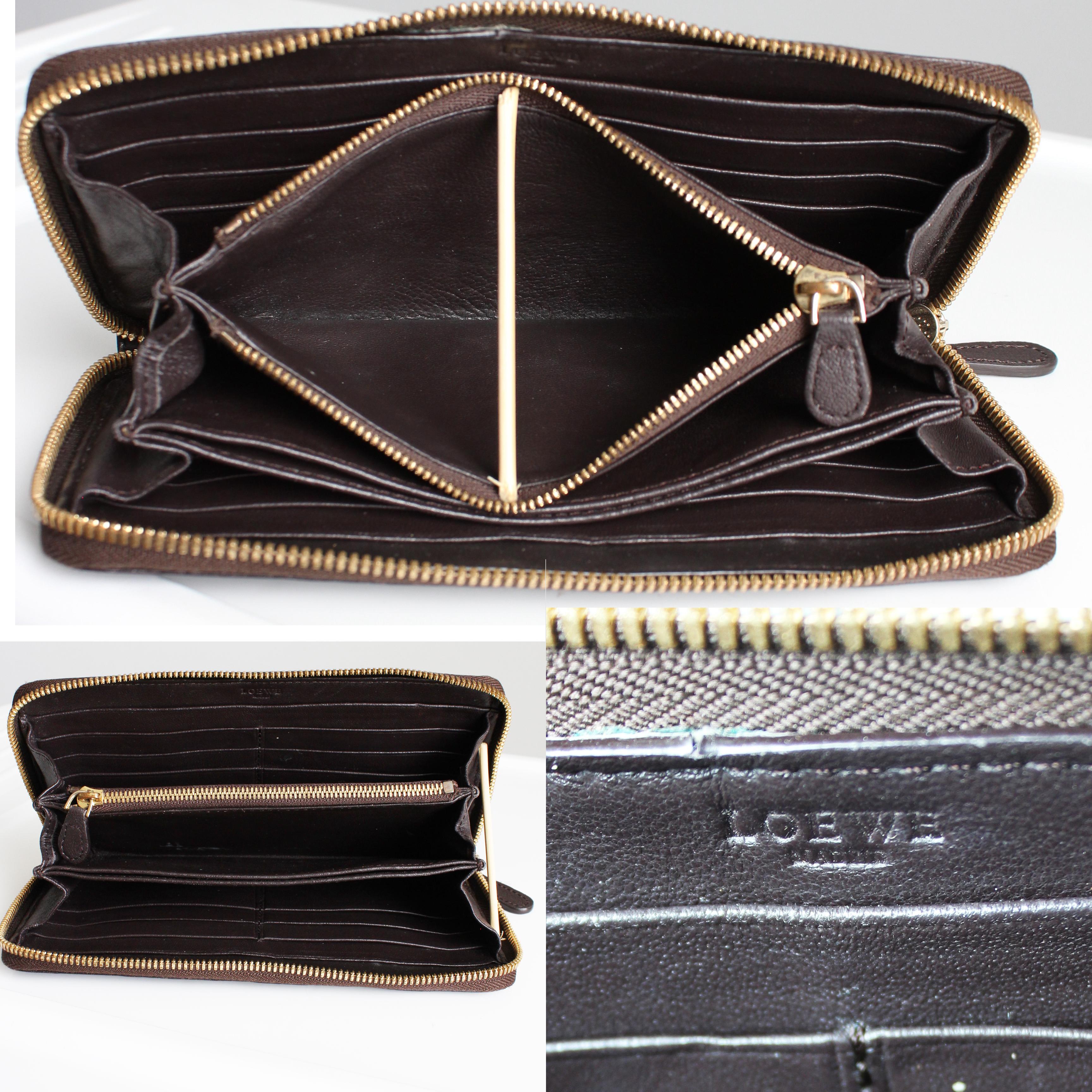LOEWE Madrid Zippy Wallet Brown Textured Epi Leather Luxury Vintage Rare HTF For Sale 5