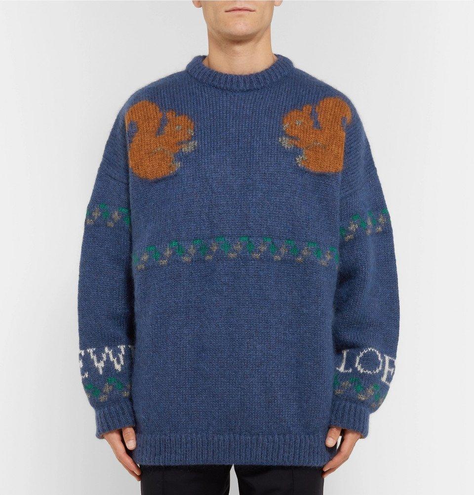 Loewe Men's Blue Squirrel Mohair-blend Knit Sweater - Small  For Sale 4