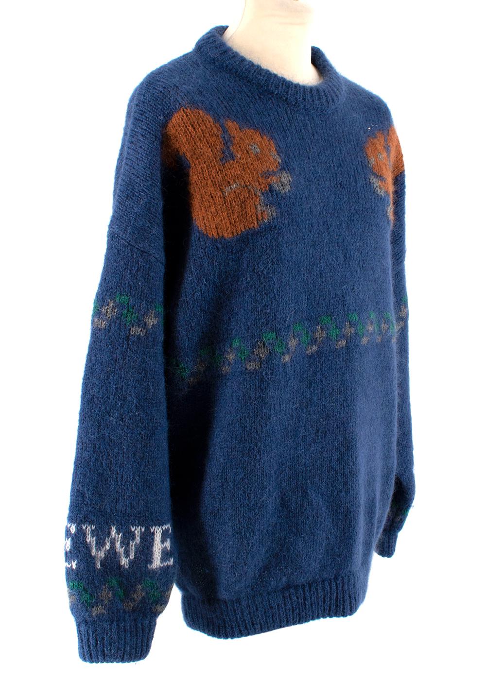 Loewe Blue Squirrel Mohair-blend Knit Sweater

From Loewe 's AW18  this oversized sweater has been spun in Italy from a fuzzy mohair-blend and woven with the house's logo and a trio of squirrels.

Materials:
63% Mohair / 26% Polyamide / 6%