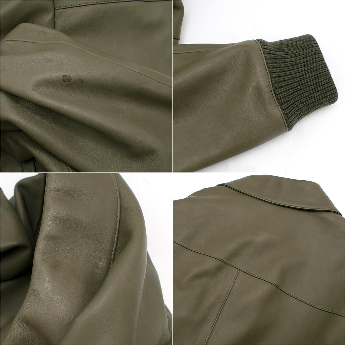 Loewe Men's Khaki Soft Leather Jacket - Size IT 46 For Sale 3