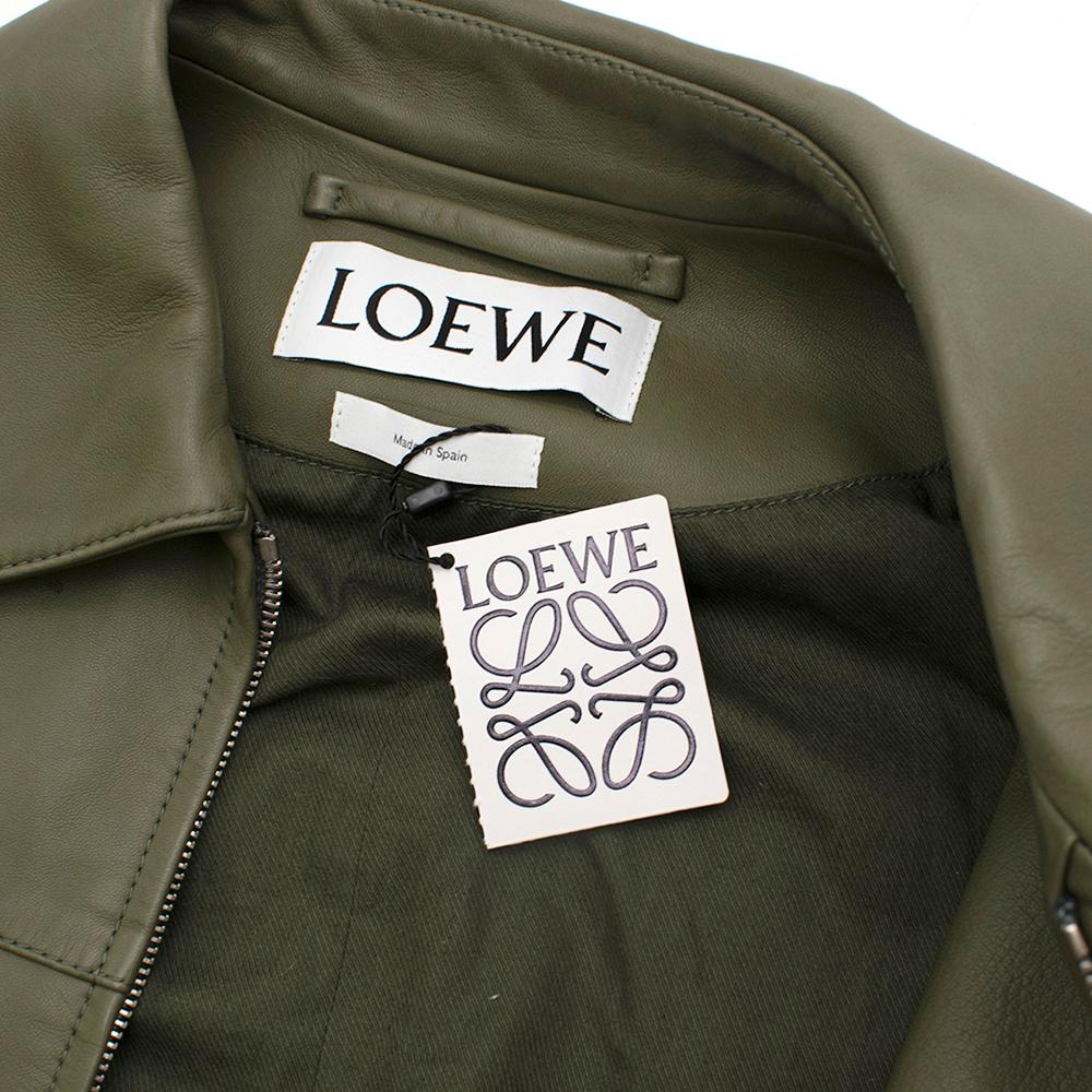 Brown Loewe Men's Khaki Soft Leather Jacket - Size IT 46 For Sale