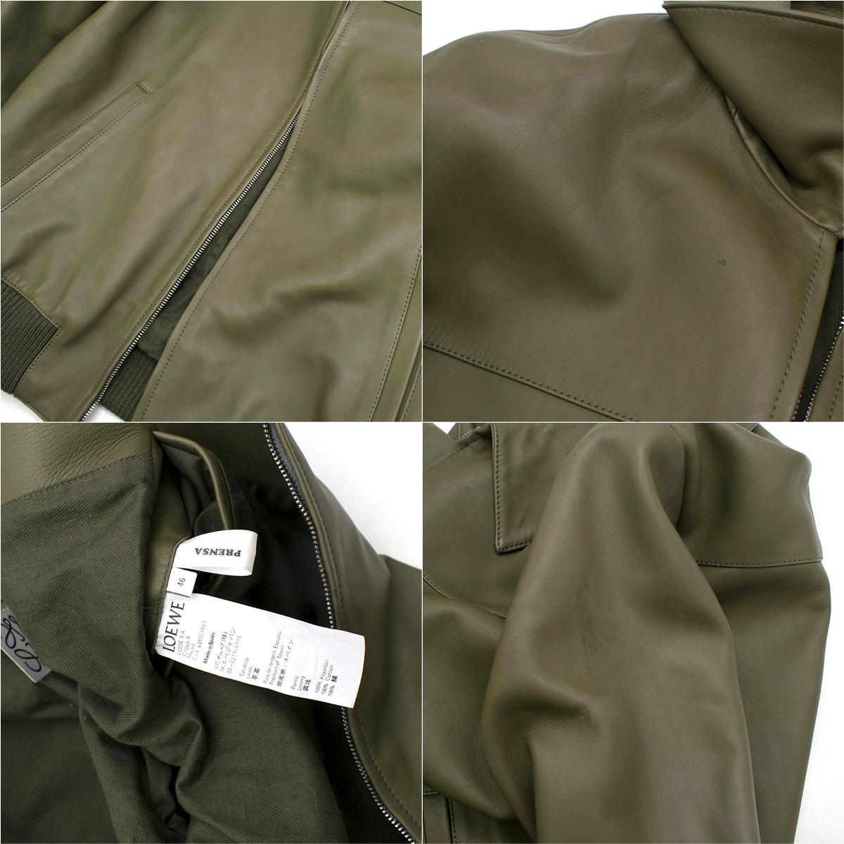 Loewe Men's Khaki Soft Leather Jacket - Size IT 46 For Sale 2