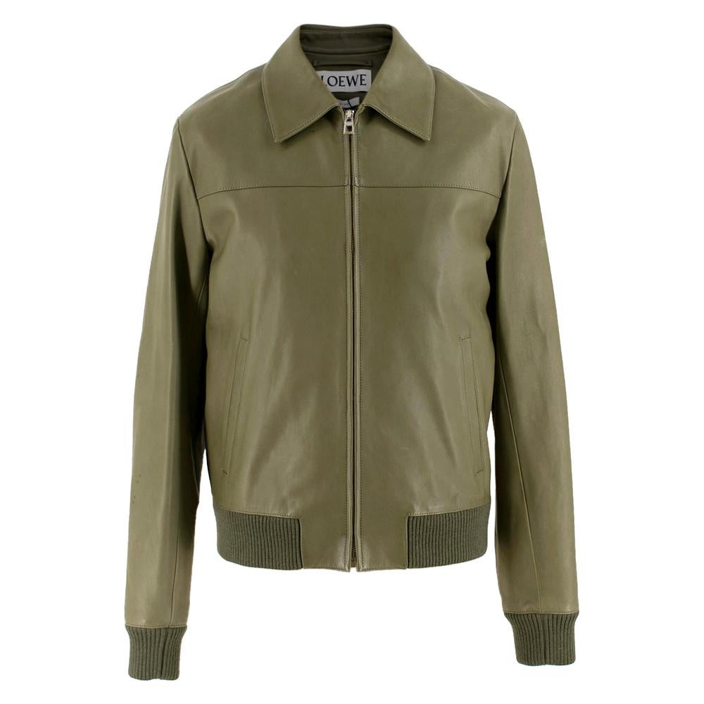 Loewe Men's Khaki Soft Leather Jacket - Size IT 46 For Sale