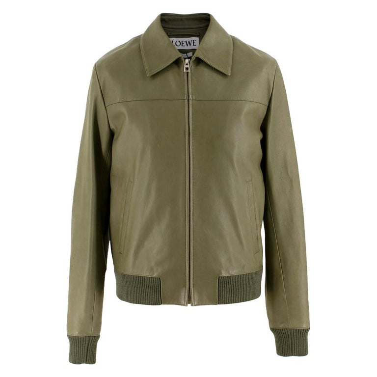 Loewe Men's Khaki Soft Leather Jacket - Size IT 46 For Sale at 1stDibs