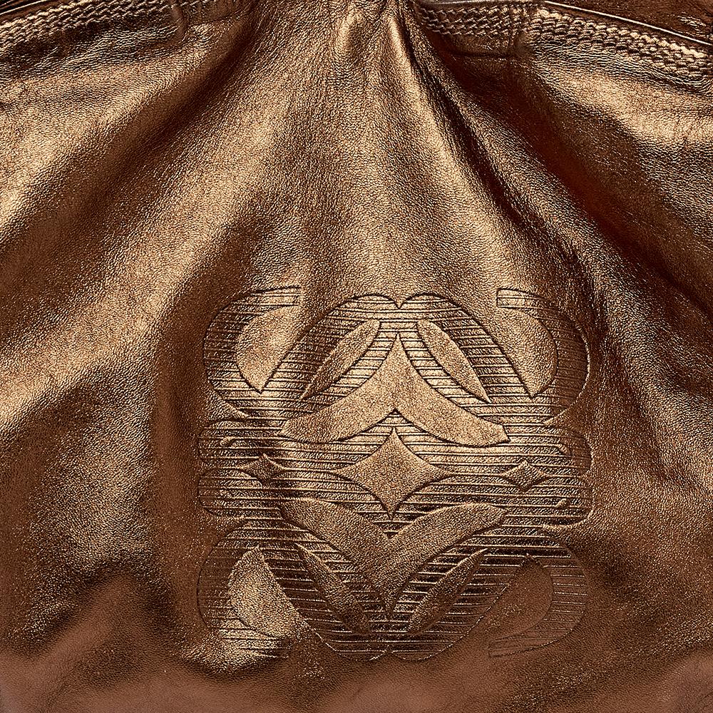 Brown Loewe Metallic Bronze Leather Aire Hobo