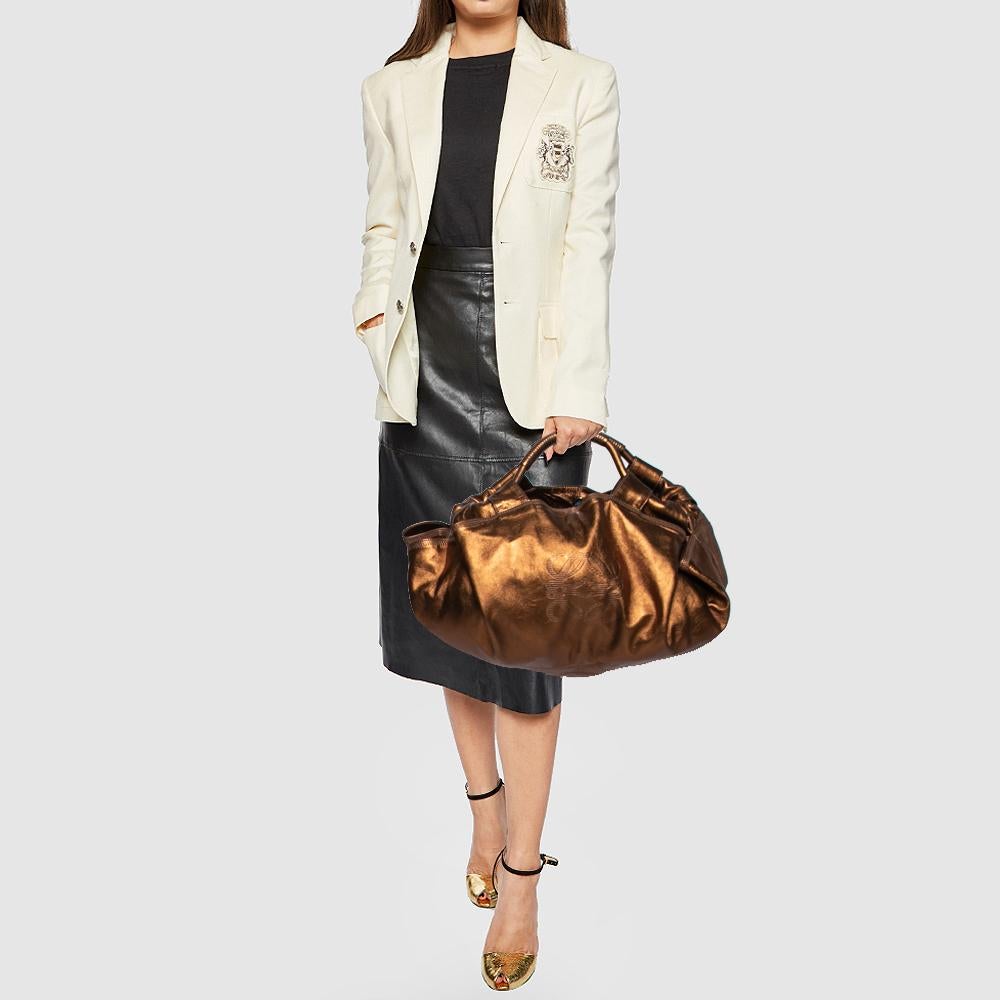 Loewe Metallic Brown Leather Aire Hobo In Good Condition In Dubai, Al Qouz 2