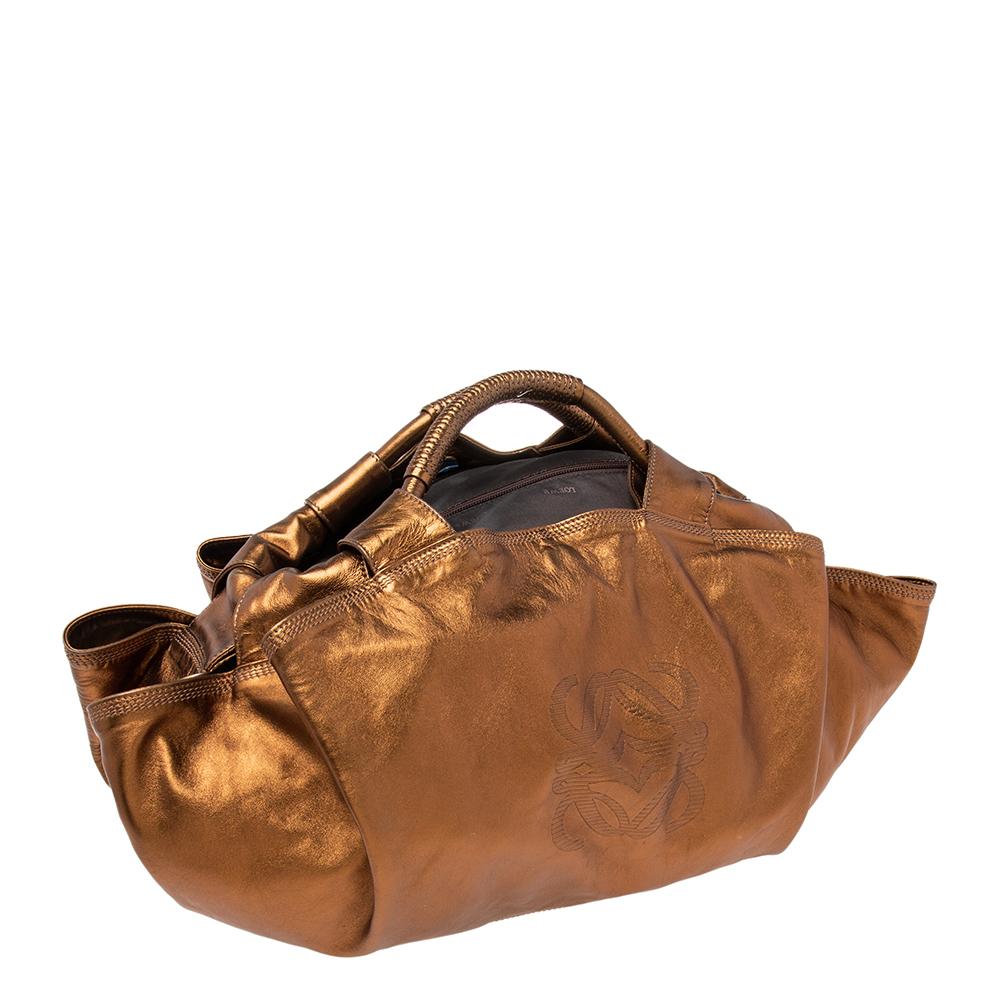 Women's Loewe Metallic Brown Leather Aire Hobo