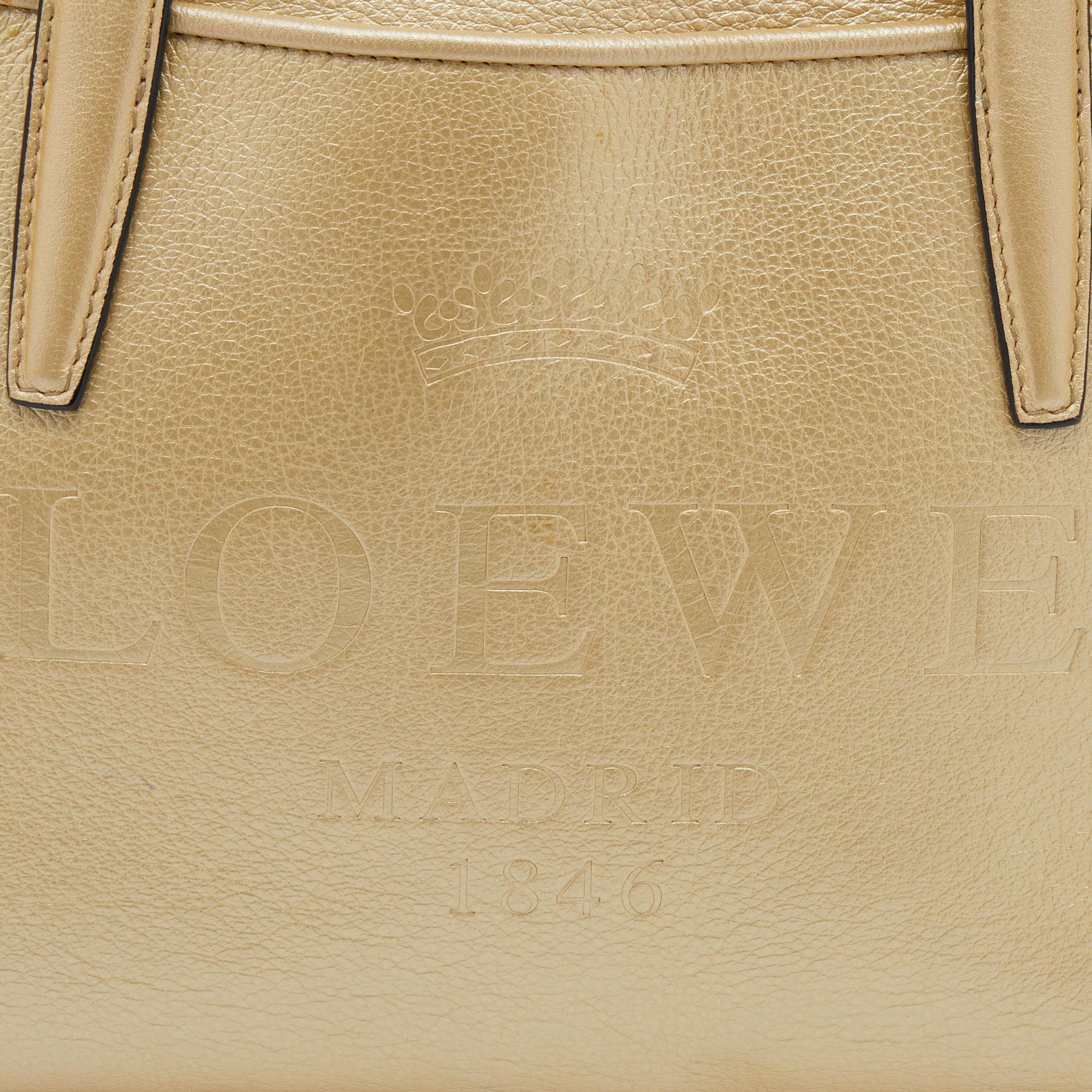 Loewe Metallic Gold Leather Satchel 6
