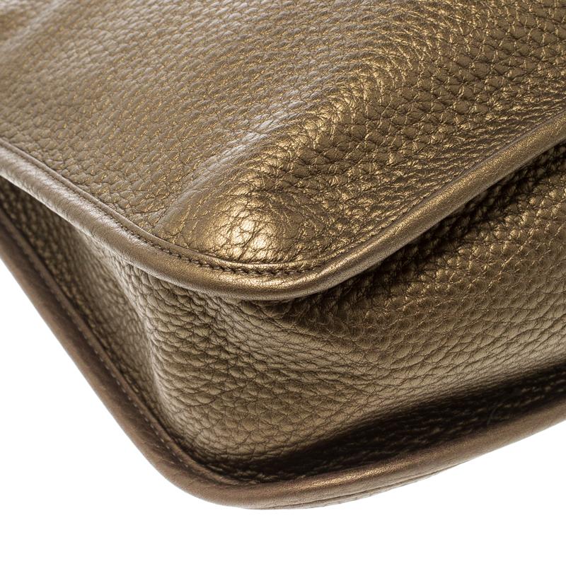 Loewe Metallic Olive Green Leather Hobo For Sale 2