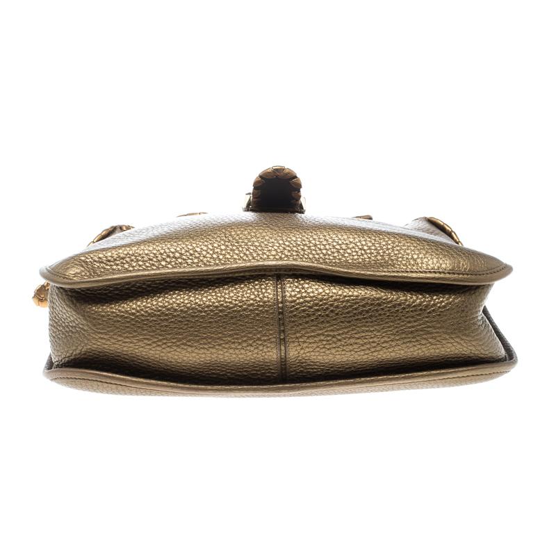 Loewe Metallic Olive Green Leather Hobo In Excellent Condition For Sale In Dubai, Al Qouz 2