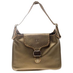 Loewe Metallic Olive Green Leather Hobo