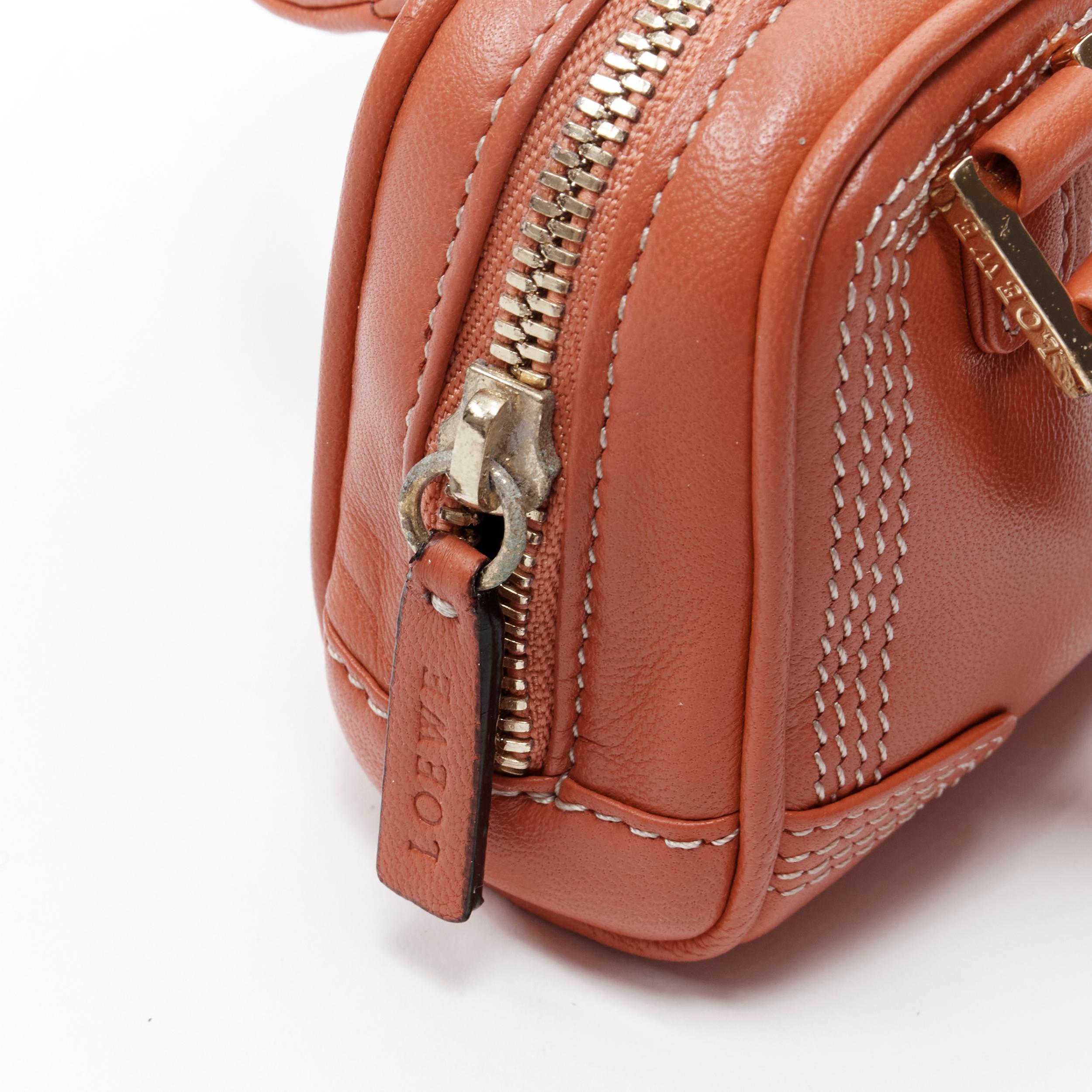 Women's LOEWE Micro Amazona red leather logo emboss crossbody bag