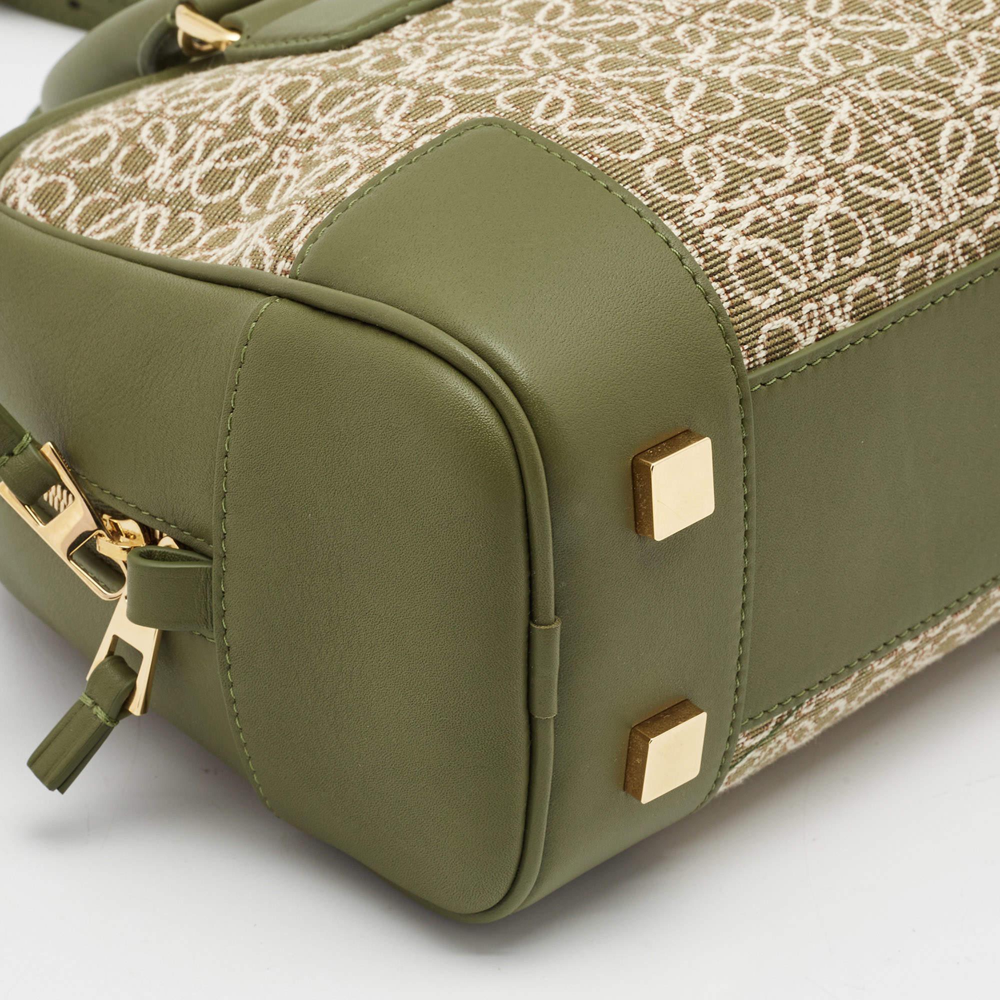 Loewe Military Green Jacquard Canvas and Leather Amazona 23 Bag 6