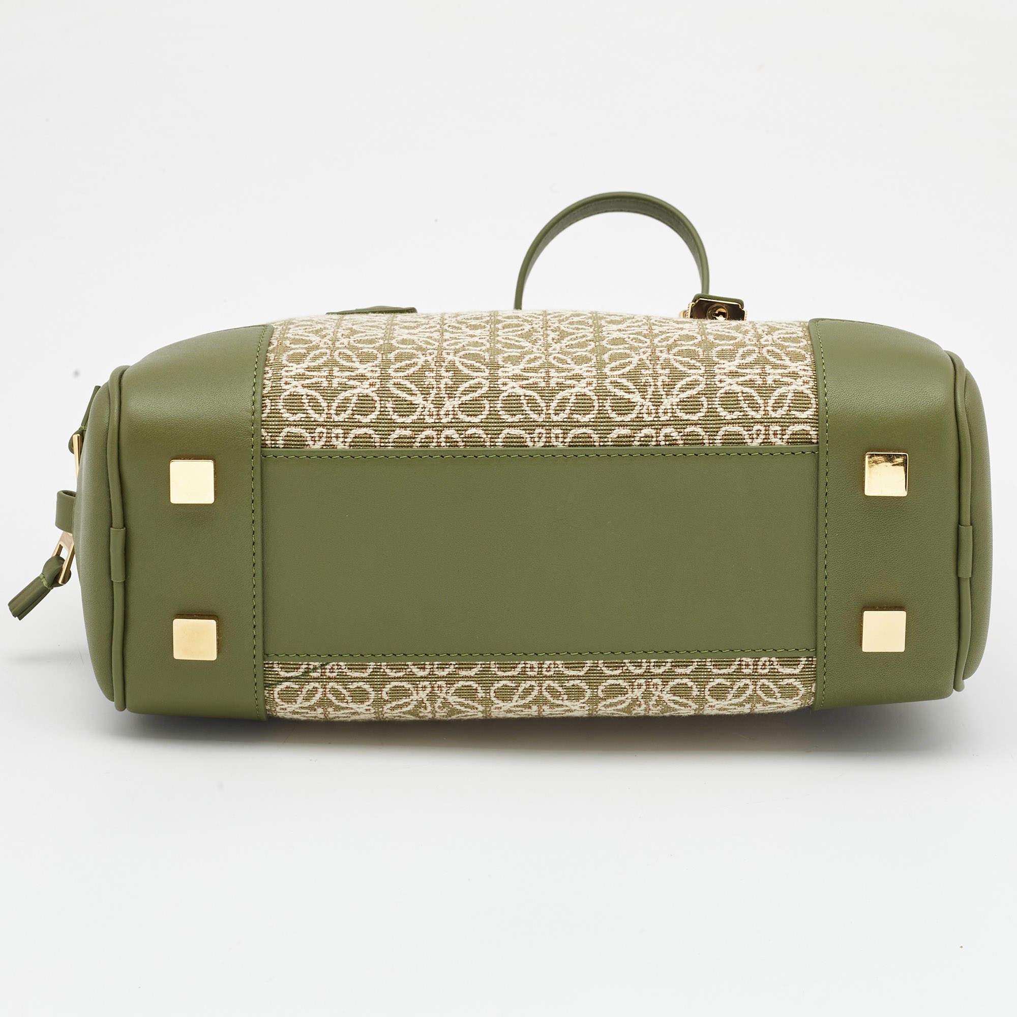 Loewe Military Green Jacquard Canvas and Leather Amazona 23 Bag 1