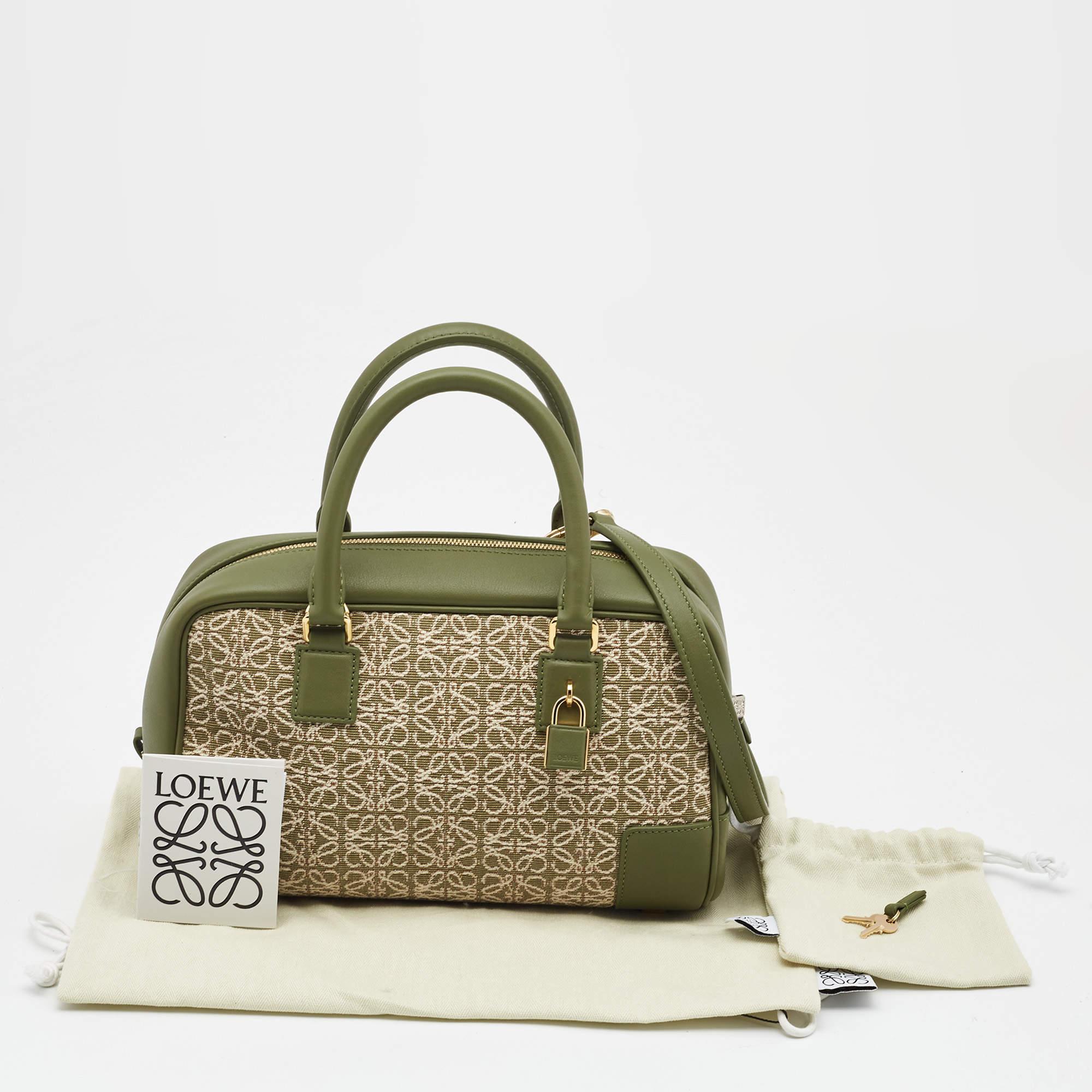 Loewe Military Green Jacquard Canvas and Leather Amazona 23 Bag 4