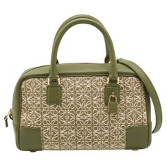 Loewe Military Green Jacquard Canvas and Leather Amazona 23 Bag