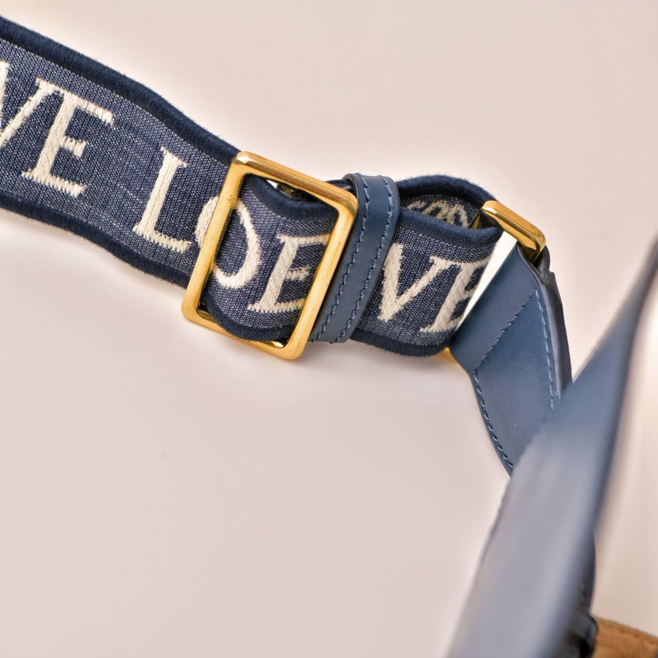 Loewe Mini Gate Dual Blue Leather Saddle Bag For Sale 6