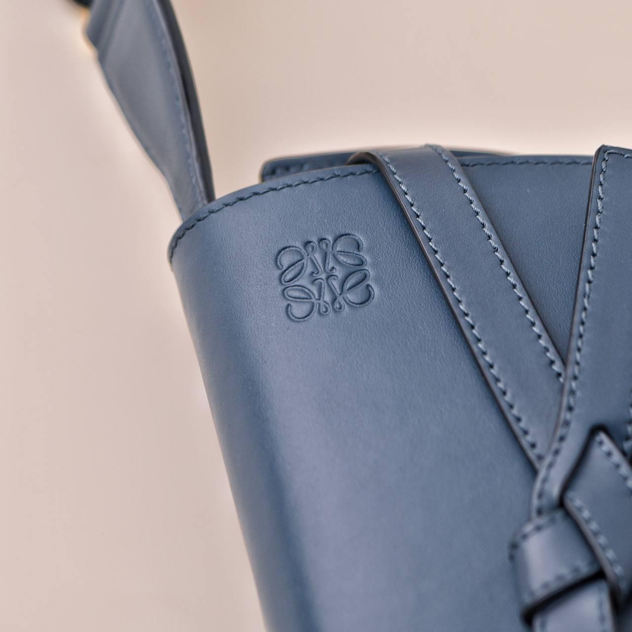 Loewe Mini Gate Dual Blue Leather Saddle Bag For Sale 3