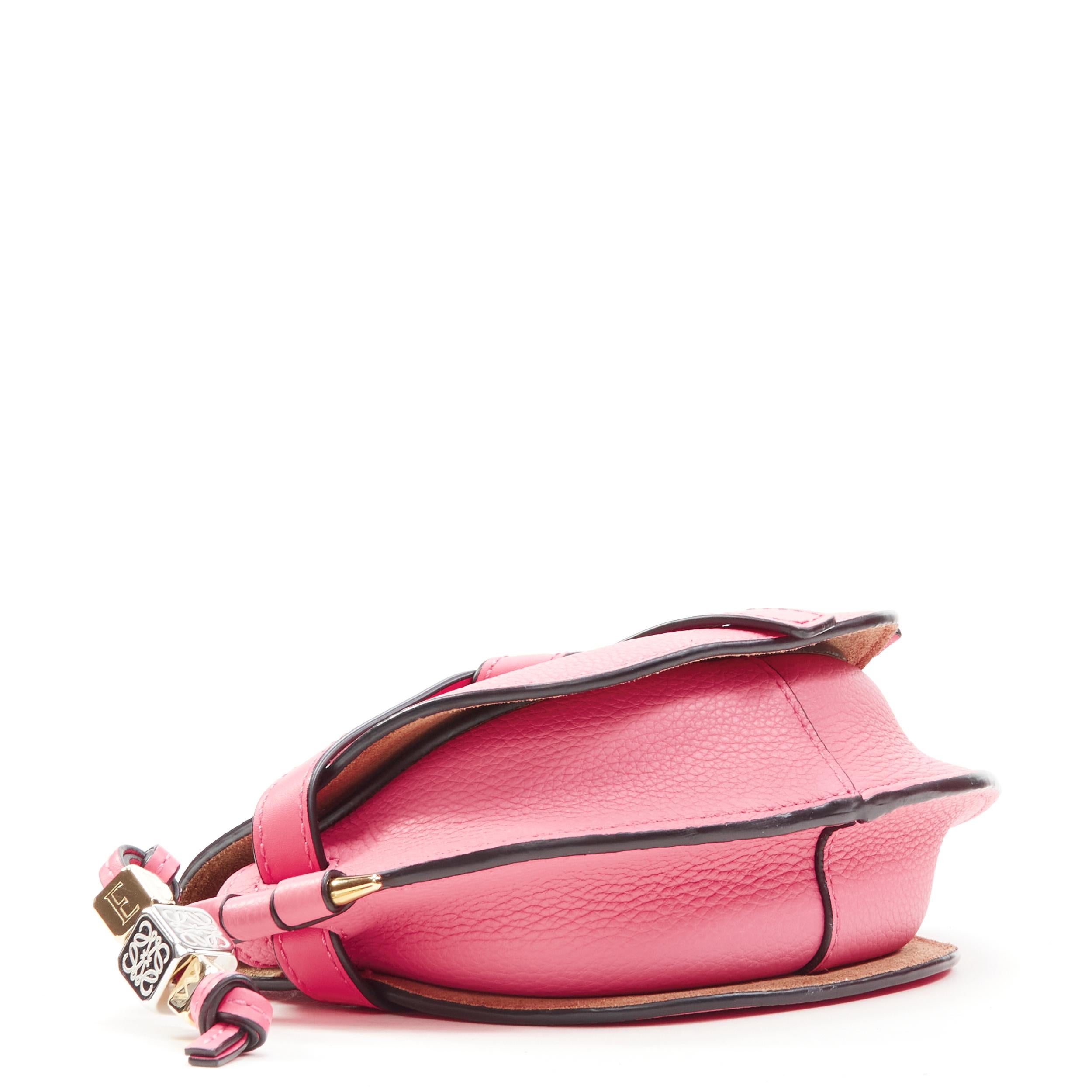 Pink LOEWE Mini Gate light pink knot strap half moon crossbody bag