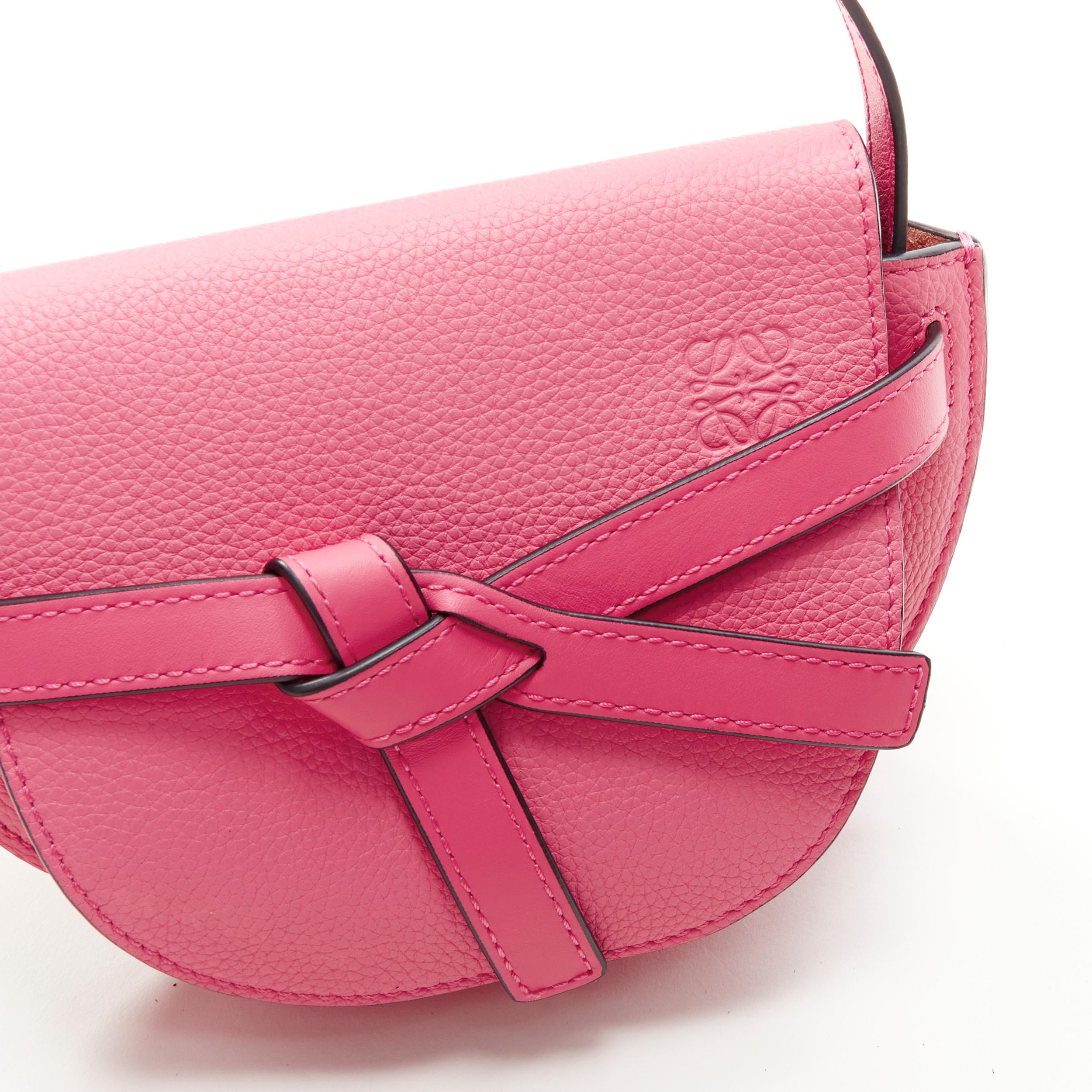 LOEWE Mini Gate light pink knot strap half moon crossbody bag In Excellent Condition In Hong Kong, NT