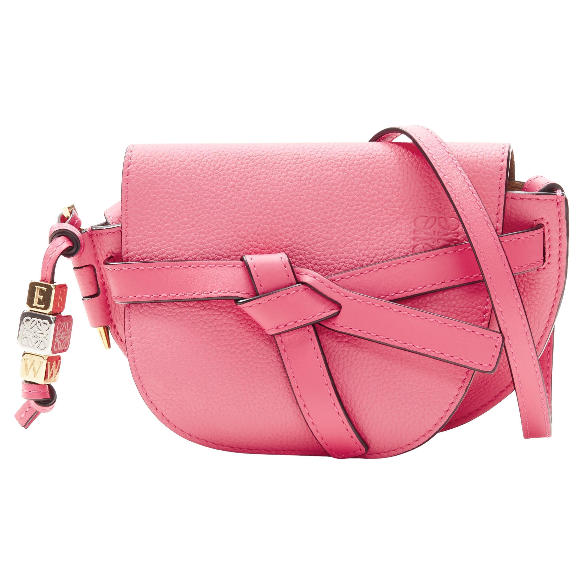 LOEWE Mini Gate light pink knot strap half moon crossbody bag