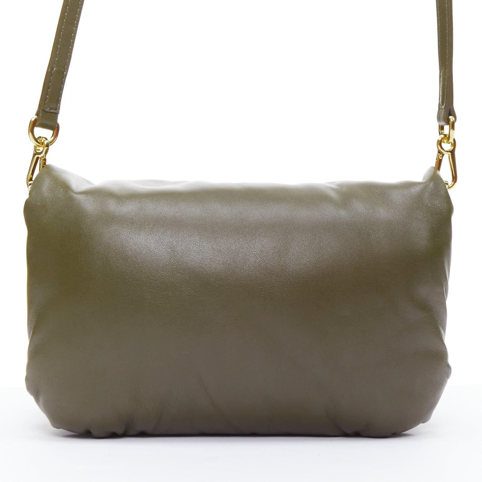 Women's LOEWE Mini Puffer Goya khaki soft nappa padded pillow crossbody bag For Sale